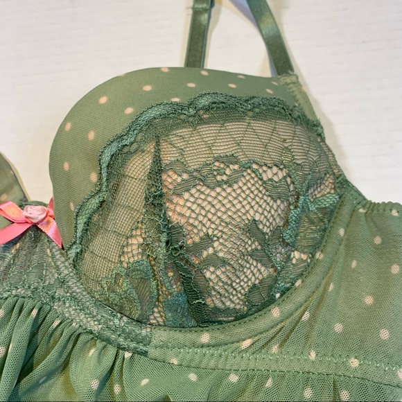 Small La Senza green polka Dot babydoll - Picture 6 of 9